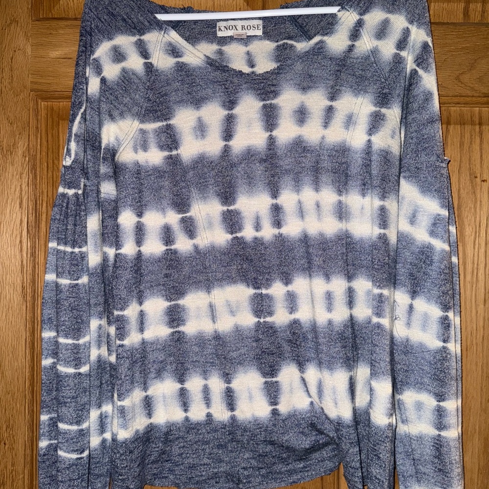 Knox Rose Indigo and Cream Knit Top
